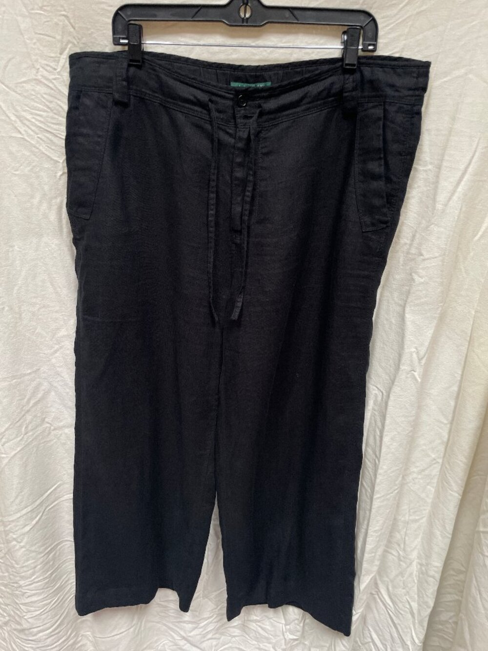 Lauren Ralph Lauren Black 100% Linen Drawstring Pants Size 16